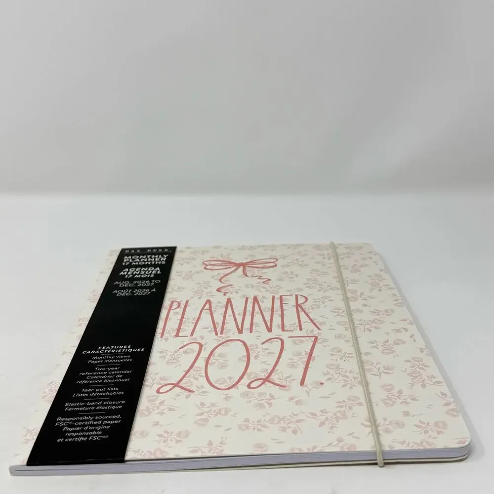 Rae Dunn 2027 Monthly Planner 17 Month Pink Floral Bow Agenda Journal Organizer